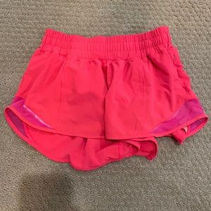 Neon pink lululemon shorts